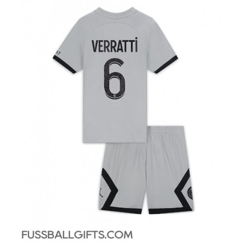 Paris Saint-Germain Marco Verratti #6 Fußballbekleidung Auswärtstrikot Kinder 2022-23 Kurzarm (+ kurze hosen)